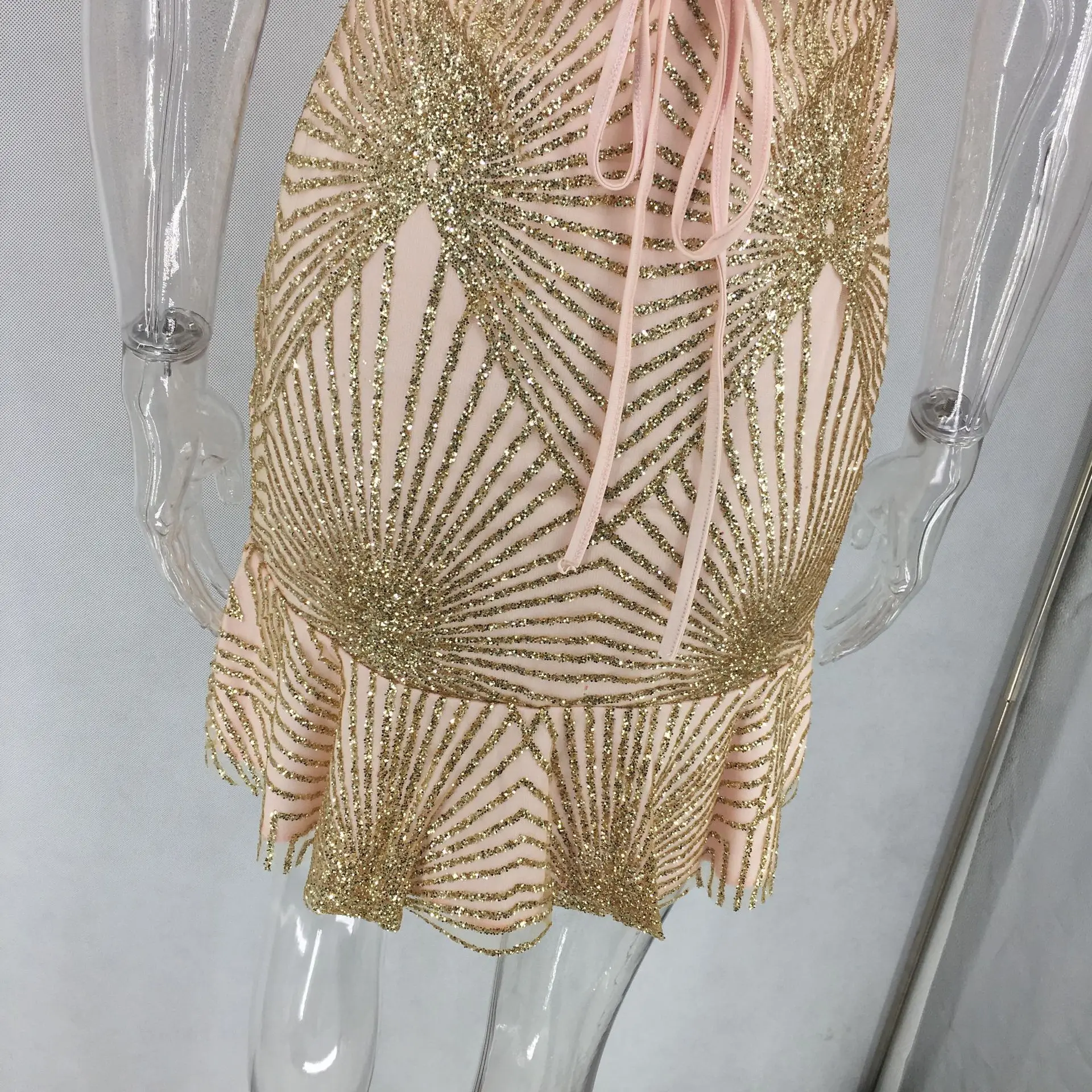 Hi-Fashion, сексуальное женское платье с глубоким v-образным вырезом, с блестками, с открытой спиной, шикарное, на тонких бретелях, мини-платье, вечерние, Клубные платья на бретелях