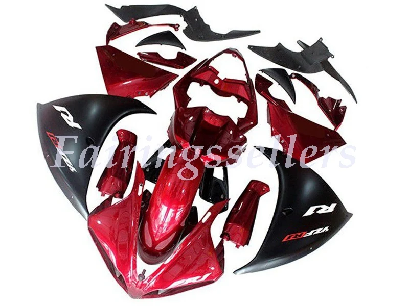 4 бесплатные подарки ABS полном баке обтекатель, пригодный для Yamaha YZF1000 R1 2009 2010 2011 2012 YZF R1 обтекатели комплект белого и голубого цвета - Цвет: Wine red black