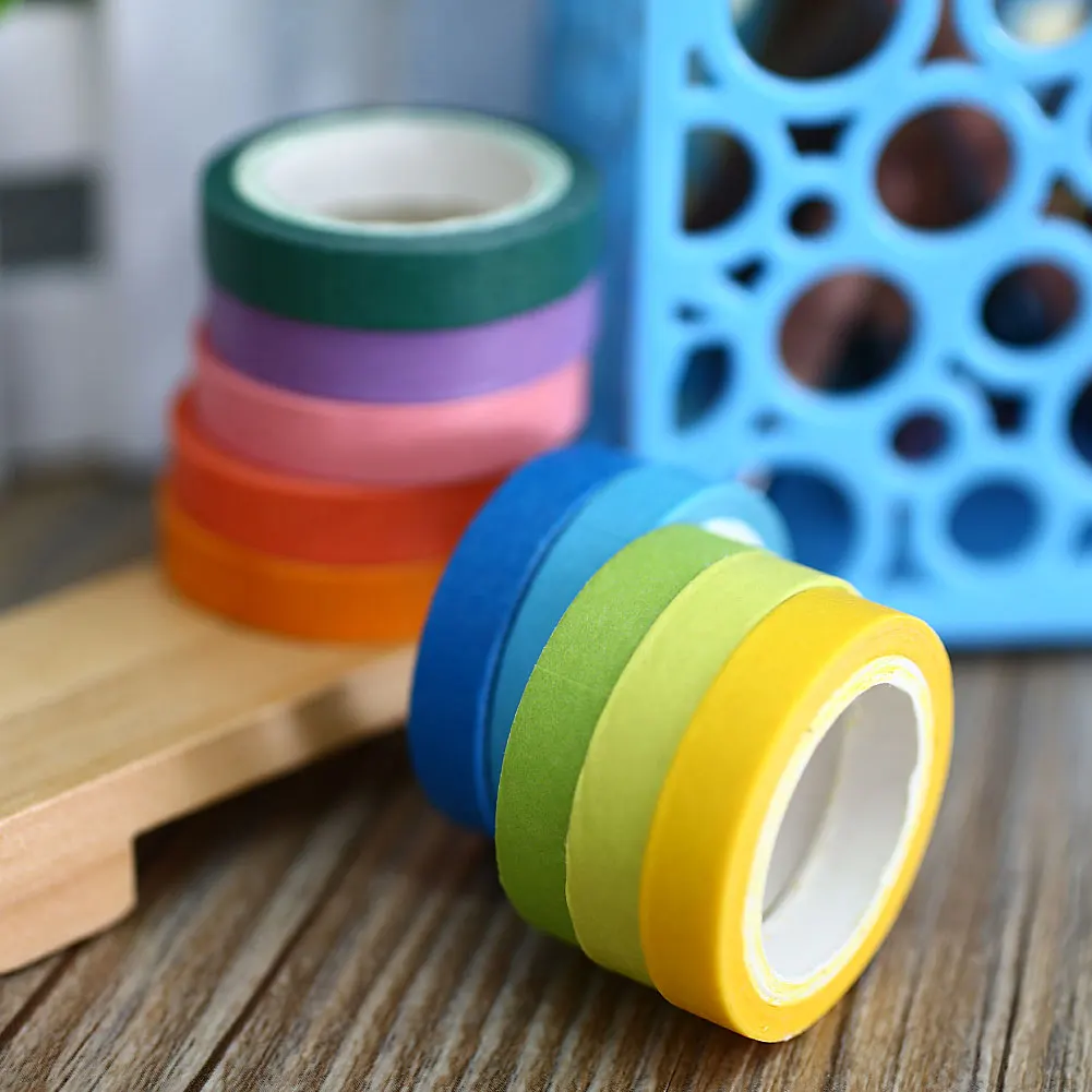 Липкий Бумага Радуга Washi 10 шт. клей малярный Скрапбукинг Декоративные Япония клейкие Ленты Плоская медная клейкая лента