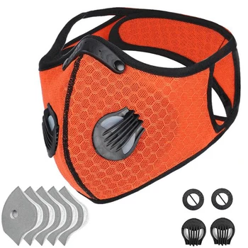 

Protective Mask with 5 Filters 4 Valves Anti Dust Mouth Cover Washable Reusable Masks Breathable Cycling Face Mask
