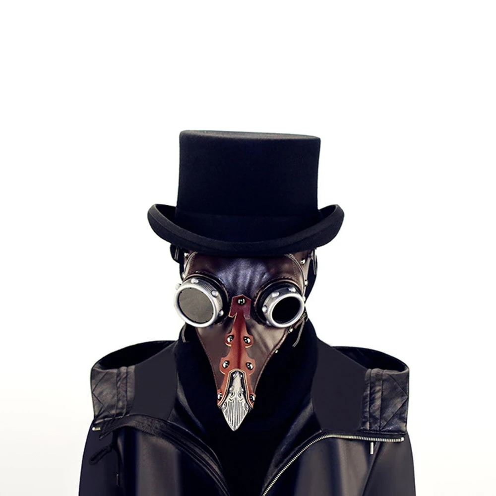

Steampunk Plague Bird Doctor Mask Brown PU Leather Bird Beak Mask Gothic Retro Halloween Cosplay Masquerade Party Masks