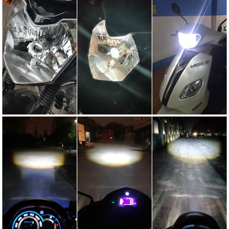 Мотоцикл Led H4 H6 BA20D лампы для фар Мини Bi LED объектив Moto 4800LM Hi Lo лампа Скутер ATV