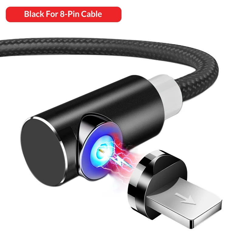 For 8-Pin Black Светодиодный магнитный СВЕТОДИОДНЫЙ модуль панели управления usb-кабелем для samsung Galaxy S9 S10 Note 9 мобильный телефон 3A кабель для быстрой зарядки для IPhone - Цвет: For 8-Pin Black