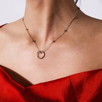 

jewelry personality circular joker sautoir female personality scallops set auger geometric pendant necklace