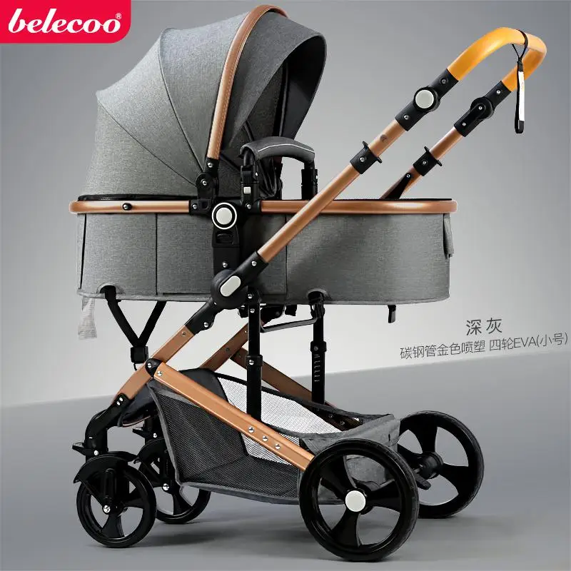 dark grey 2 Belecoo/прогулочная коляска с высоким пейзажем, детская коляска 2 в 1, двусторонняя коляска для путешествий, алюминиевая рама, стандарт ЕС, автомобиль, 10 шт., подарки - Цвет: dark grey 2