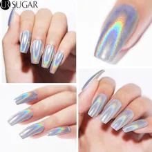 Радужный голографический блестящий для ногтей порошок зеркальный Пигмент Блеск Порошковая голографическая Лазерная Хромовая пудра зеркальный эффект маникюр