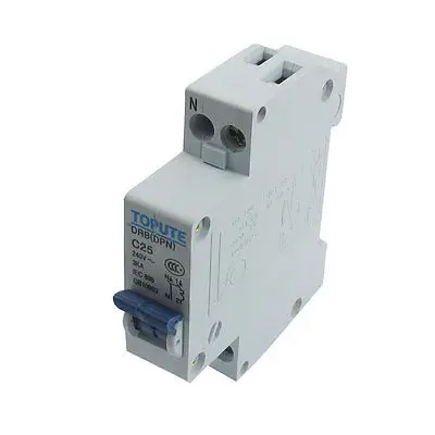 

DIN Rail Mount 1P+N AC 240V 25A Overload Protection Circuit Breaker
