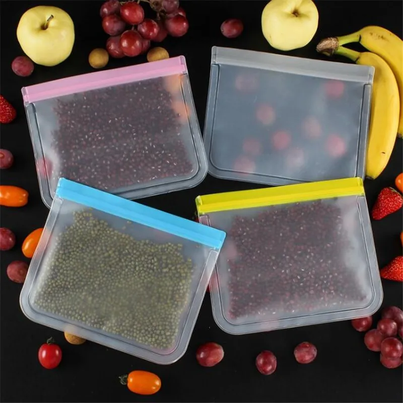 10Pcs/Lot Silicone Food Storage Containers Leakproof Reusable Packaging Zip Lock Bag Cup Fresh Bags | Дом и сад