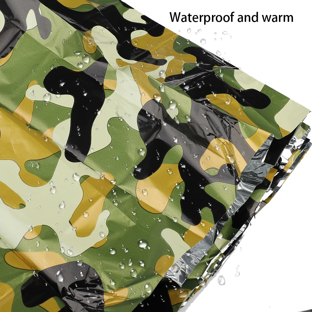 Emergency Thermal Blanket Folding Water Resistant Windproof Sunshade Reusable Poncho Camping Mat Pad Cover PE For Hiking