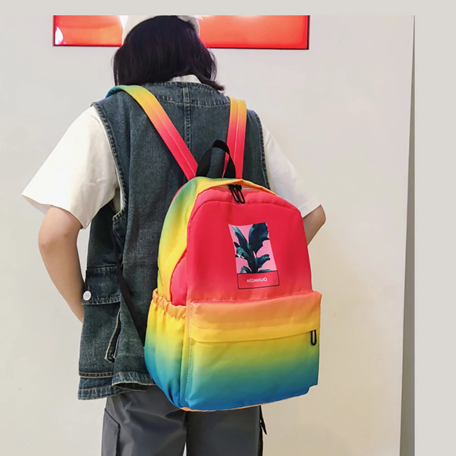 Модный Радужный градиентный рюкзак для женщин Harajuku стиль девушки студенческий городок школьный женский высококачественный рюкзак для путешествий
