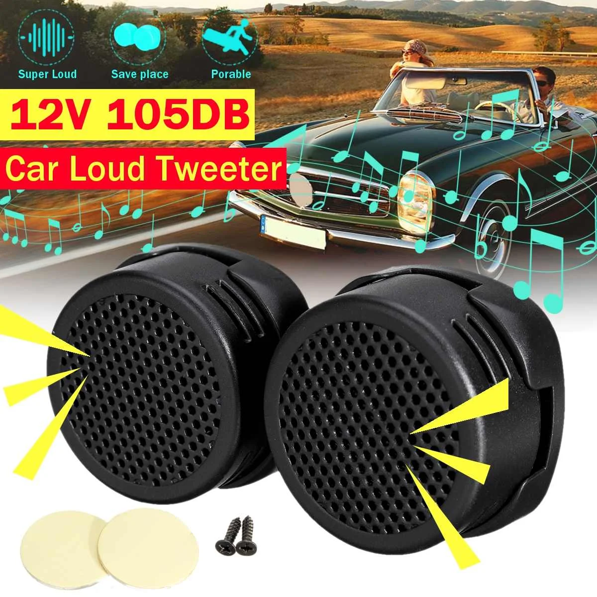 Pair Car Mini Speaker 12V 500W 