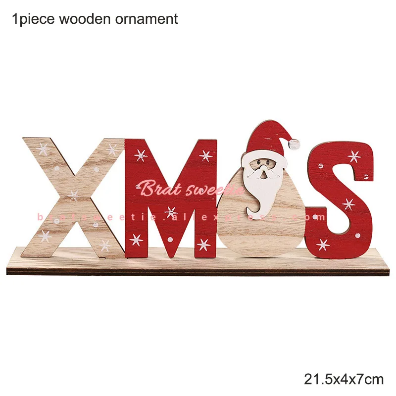 wooden xmas Счастливого Рождества деревянные Санта Клаус украшение "Лось" Елочное украшение стола для домашнего декора Noel Рождественский орнамент Подарки на год - Цвет: wooden xmas