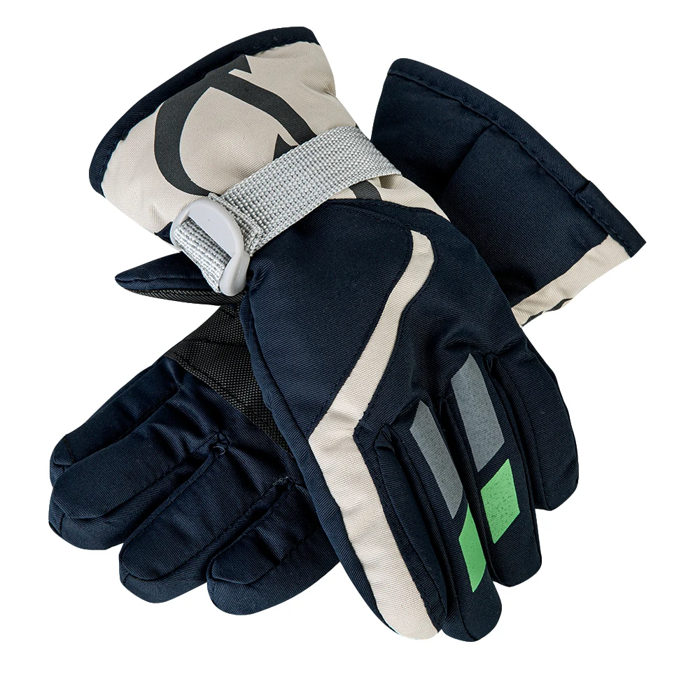Children Boys/Girls Snowmobile Winter Warm Ski Gloves Sports Waterproof Windproof Snow Gloves Adjustable Ski Strap Skiing Gloves