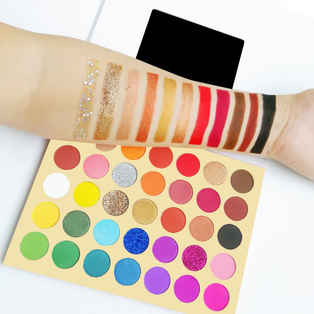 Private Label Colorful Eyeshadow Palette Custom Mermaid Shimmer Gold Bridal Eye Makeup Cosmetic Low MOQ Custom Packaging No Logo