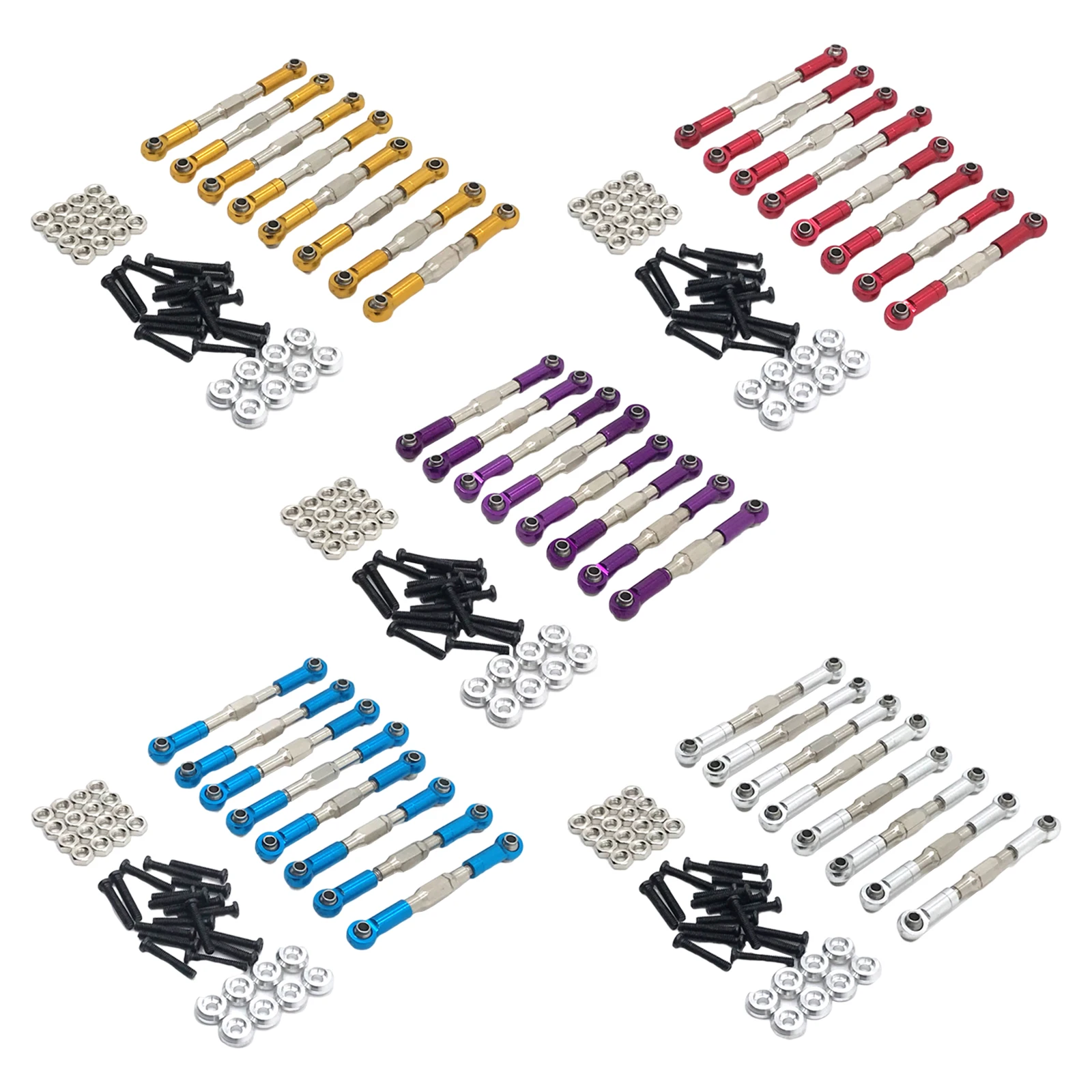 8pcs Aluminum Rod Link Linkage Links Set for WPL HengLong FY JJRC 1/16