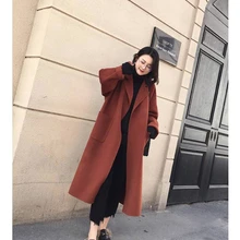 Шерстяное пальто, женское, средней длины, стильное, новинка, осень и зима, Корейская версия, популярная, двухсторонняя, толстая, шерстяная куртка