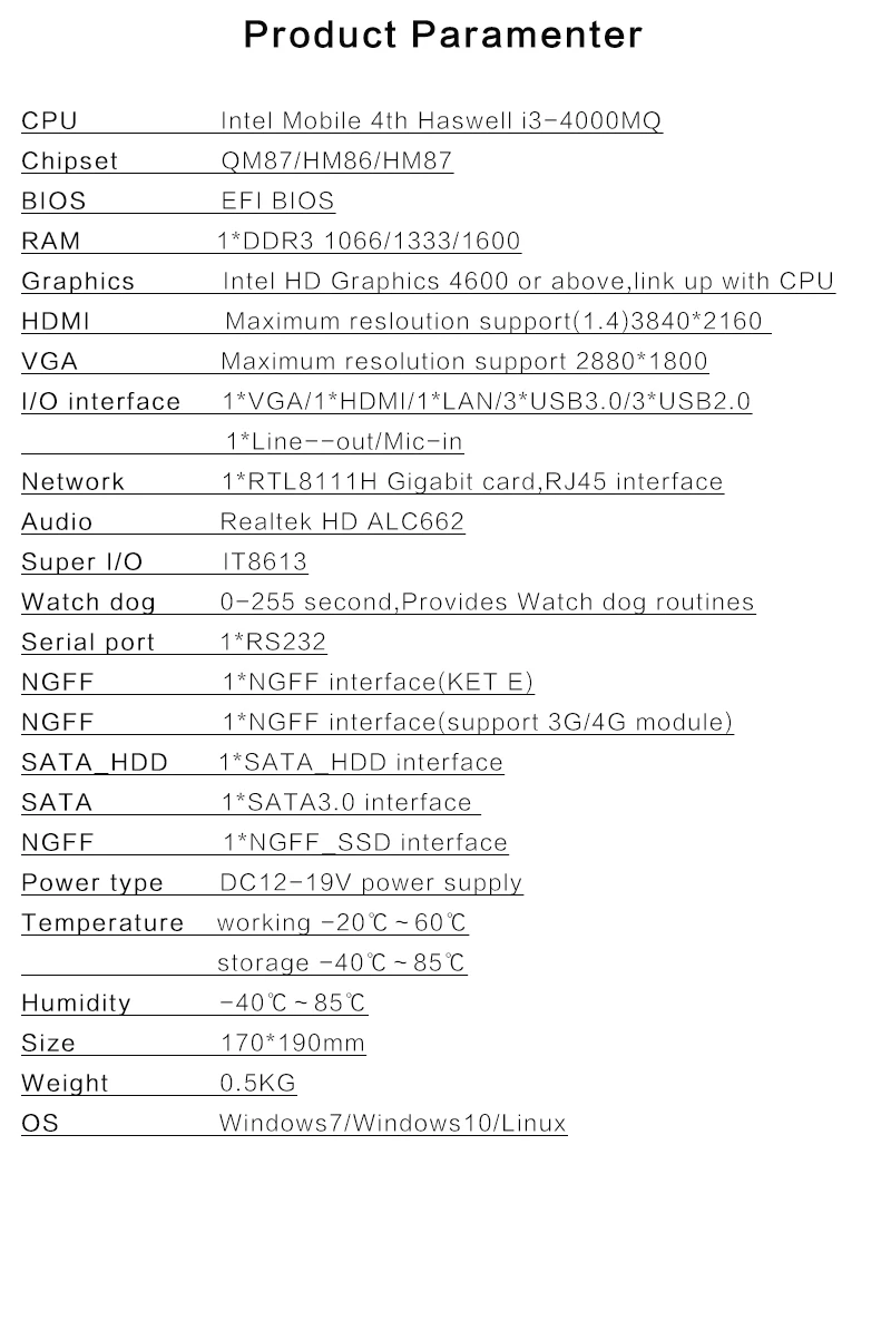 OEM OPS i3 материнская плата для образования встречи HDMI VGA USB3.0 SATA LAN RS-232