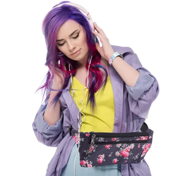 

1pc Canvas Bag Ethnic Style Waist Pack Embroidered Zipper Bag Chest Pack