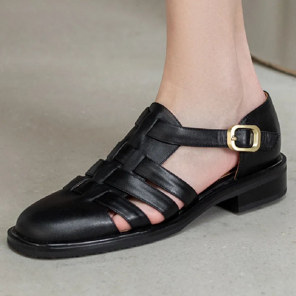 

Сандалии женские из натуральной кожи, тонкий плетеный клетка с Т-образным ремешком, плоская подошва, круглый носок, удобные мягкие босоножки в ретро стиле, Повседневная летняя обувь