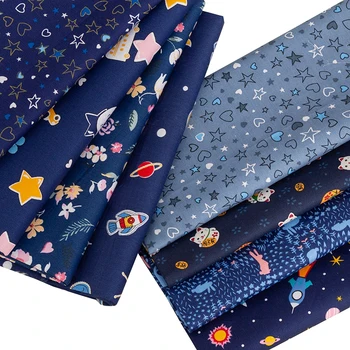 

Blue cotton fabric woven twill weave bedding fabric small piece for DIY TJ1161