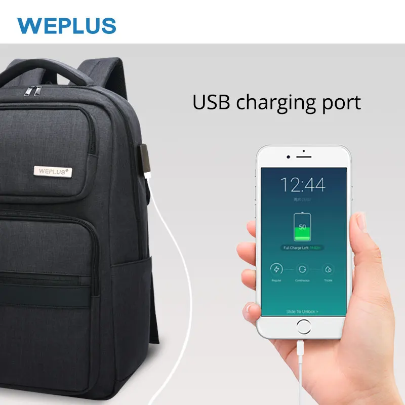 WEPLUS, 15,6 дюймов, рюкзак для ноутбука, мужские рюкзаки для подростков, мужские повседневные Рюкзаки, многофункциональные, анти-вор, USB сумки для девочек и мужчин