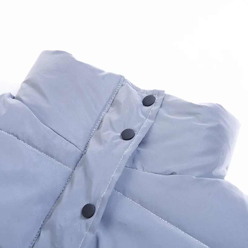 Тренд отражающая куртка короткая зимняя куртка женская утепленная теплая хлопковая одежда Серебристые свободные пальто Повседневная ветровка