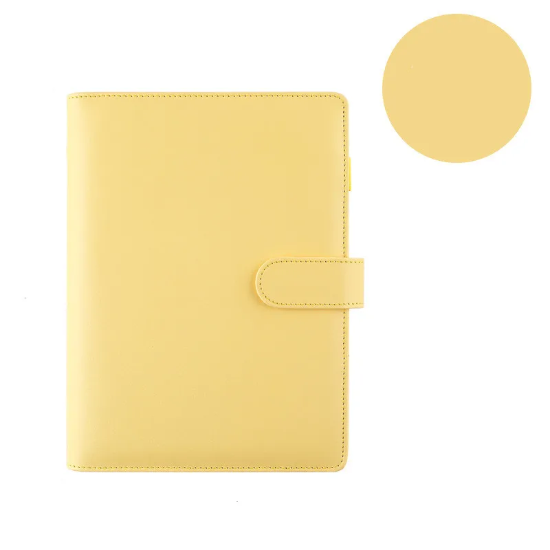 Vibrant Macaron Color Leather 6-Ring Binder Notebook Cover