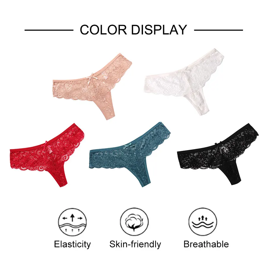 3 Pcs Woman Panties Sexy Lace Thong Underwear Lingerie Female T-back Temptation Low Waist Women Transparent G String high waisted underwear tummy control