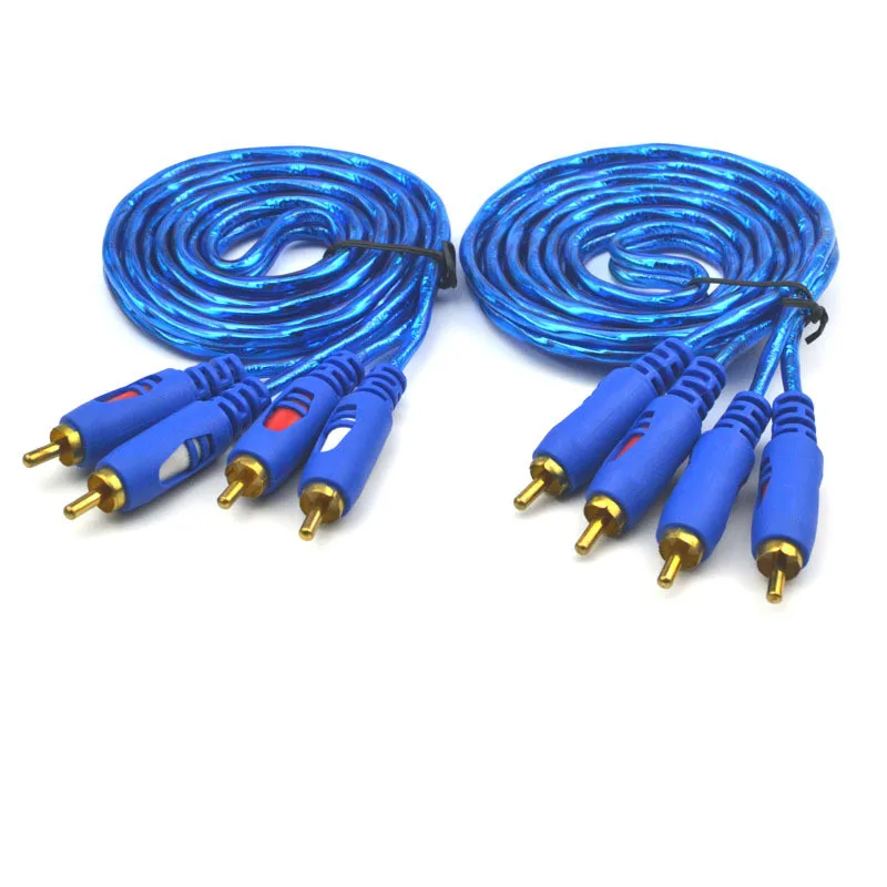 Синий аудиокабель 2RCA с позолоченным штекером усилитель для компьютера динамика