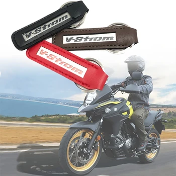 

V-STROM Metal Leather Motorcycle Keychain Key Chain fits For SUZUKI V-STROM VSTROM DL650 Key Holder Motorcycle Accessories