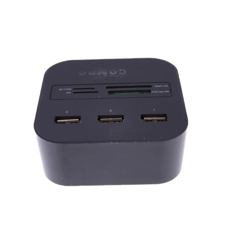 Черный Универсальный usb-хаб с 3 портами, многоразветвитель, комбинированный для ПК, ноутбука, Поддержка Micro TF, SD, M2, MS, SDHC, MMC, usb-хаб 2,0 - Цвет: Черный