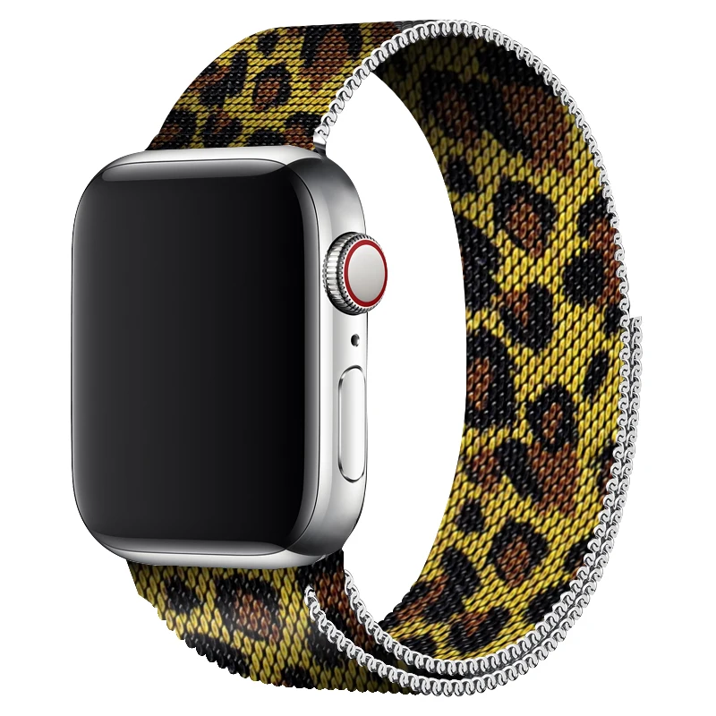Леопардовый дизайн 40 мм ремешок 44 мм для Apple Watch Series 4 Новый металлический браслет ремешок для i Watch Series 3 браслет 38 мм 42 мм