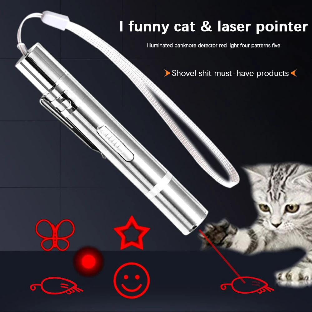 

3 in 1 USB Rechargeable Funny Cat Chaser Toys Mini Flashlight Laser LED Pen Light Cat Light Pointers Funny Pet Toys Dropshipping