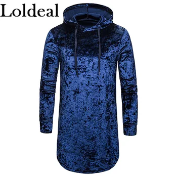

Loldeal Extra Long Tee Shirt Homme Autumn Winter New Velvet T Shirt Hip Hop Longline Tshirt Men Slim Casual Camiseta Masculina