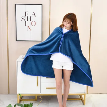 

100*140cm Flannel Blanket Solid Color Cloak Lazy Blanket Nap Warm Travel Throw Coral Air Fleece Conditioning Office Blankets