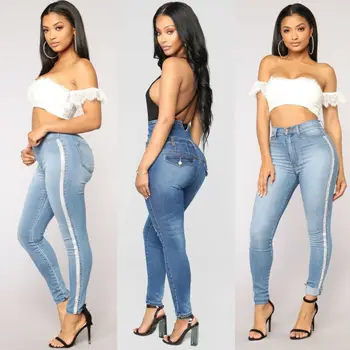 

Sexy Hip Women Push Up Pencil Pants Demin Skinny Jeans Elastic Trousers Tight