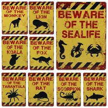 30X20 см доска Металл Винтаж жестяной знак паба Остерегайтесь женская сумка-тоут из натуральной коровьей волк бар украшения плакат медаль Вешалка Тинтин не знак запрета несанкционированного проникновения H46