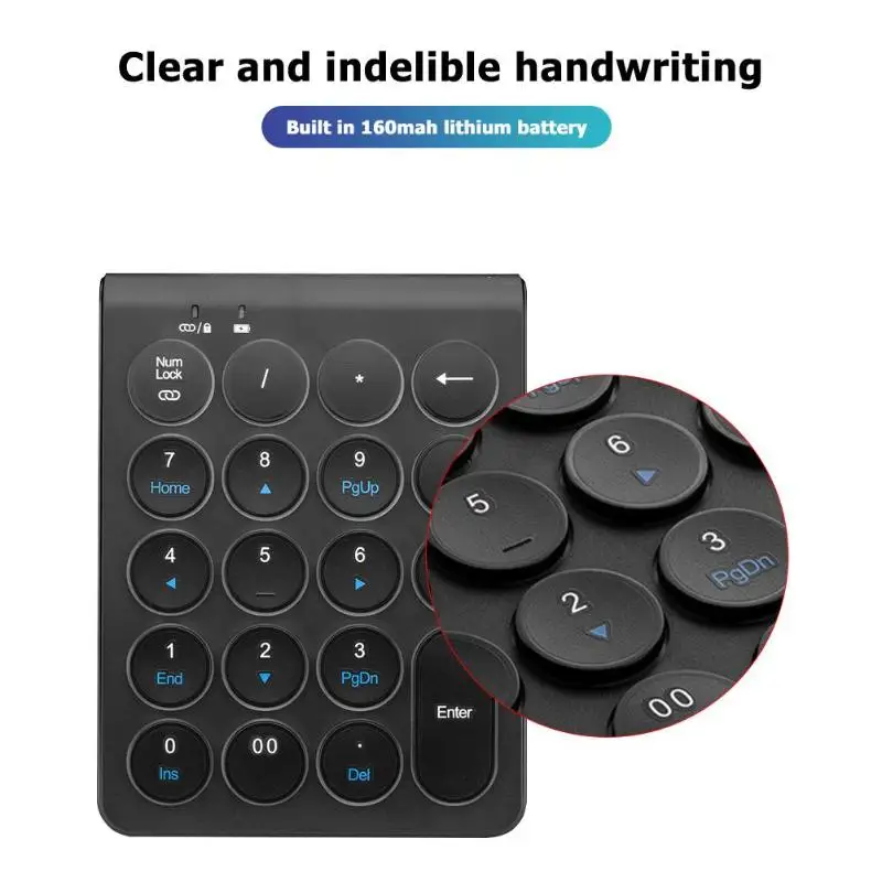 Durable Keyboards Multi-function F55 Wireless Bluetooth Mini Numeric Keyboard 19 Keys Keyboard for Laptop Tablet