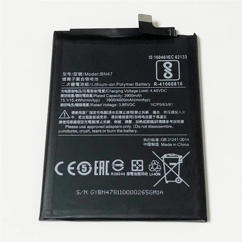 3 85 V 4000mAh BN47 для Xiaomi Redmi 6 Pro M1805D1SE M1805D1SC аккумулятор Batterie Bateria Batteria batterij