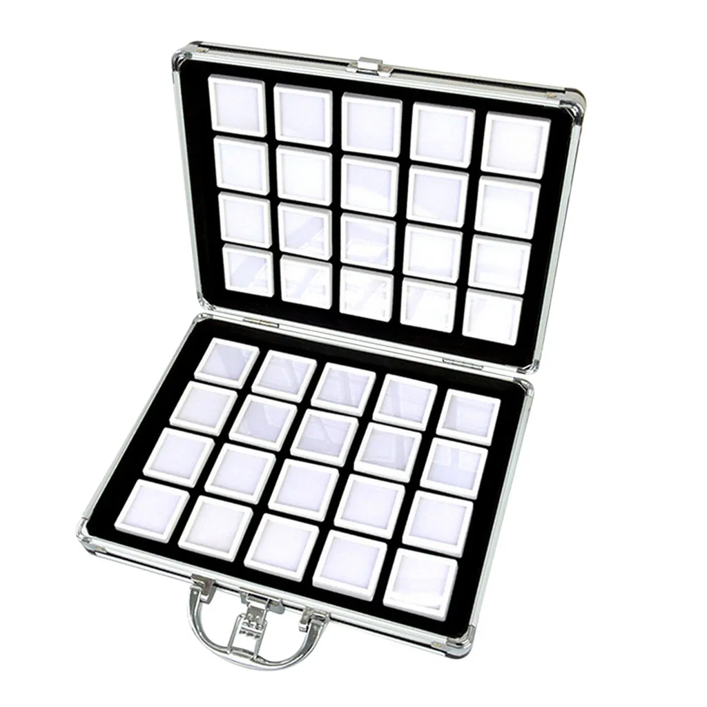 Aluminium Alloy Box Gem Jar Foam Insert Tray Jewelry Display Organizer Gemstones Beads Storage Case Jewelry Packaging