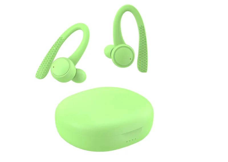 Green Earphones True Wireless Sports Earphones Bluetooth Earbuds Running Headsets For Xiaomi For Huawei Earphones with Microphone Ear Hook - Цвет: Green Earphones