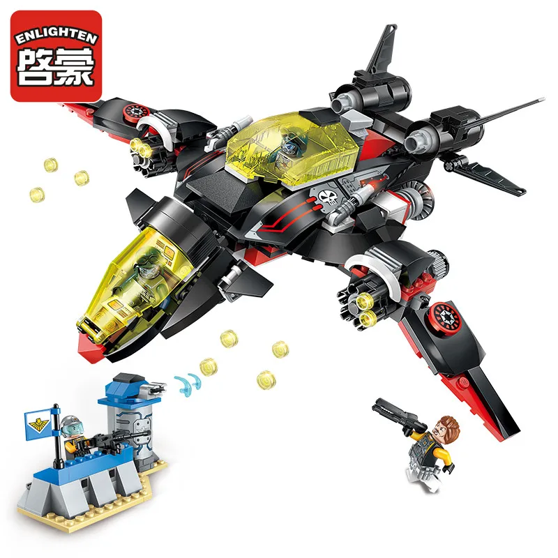 

Enlighten Building Block High-Tech Era Lightning Bomber Fighter 4 Figures 381pcs Educational Technic Bricks Toy For Boy Legoinly