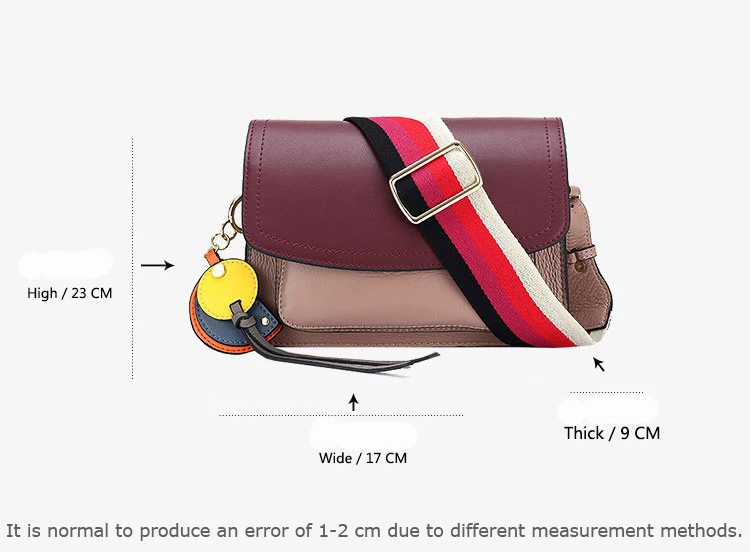 Fashion Retro Wide Straps Genuine Leather Shoulder Bag for Women Small Square Flap Bag Female Crossbody Bag Exquisite All-match