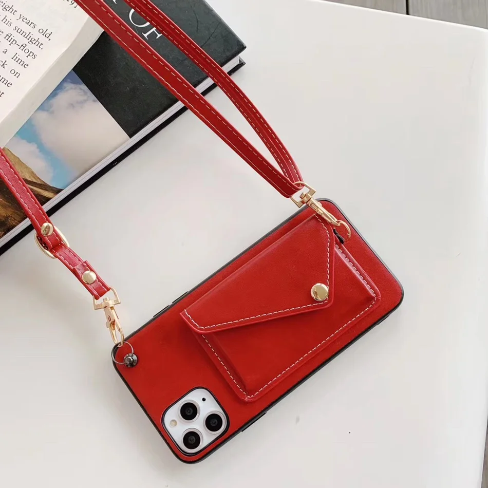 Кожаный чехол для телефона для iPhone 11 Pro MAX, чехол, модный кошелек, ПУ держатель, чехол для iPhone 7 8 6s Plus XR XS MAX, чехол с ремешком - Цвет: Red