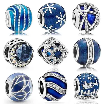 

Blue Wintry Delight Snowflake Moon And Night Sky Star Galaxy Charms 925 Sterling Silver Bead Fit Bracelet Diy Jewelry