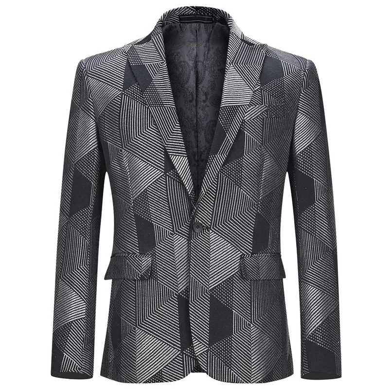 YUNCLOS 2019 Navy Blue One Buckle Party Jacket Men Closure Collar Men Blazer Veste Homme Costume Banquet Men Blazer No Split 4XL