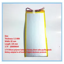 Free shipping 3.7 V 10000 mah tablet battery brand gm lithium polymer 5582145