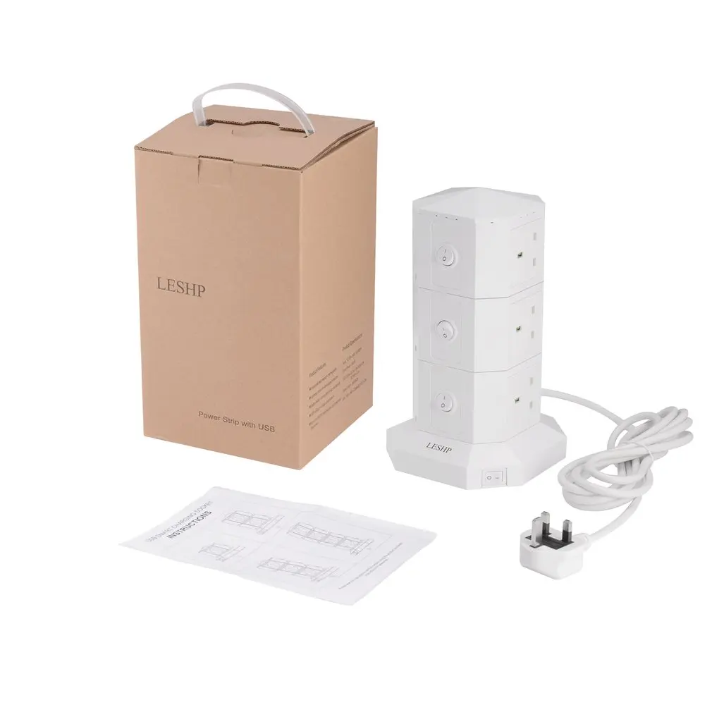 

LESHP USB Smart Charging Socket 3 Layers 9 USB Ports Fast Charge Power Strip 3M Cable Anti Surge Prevention Energy-saving