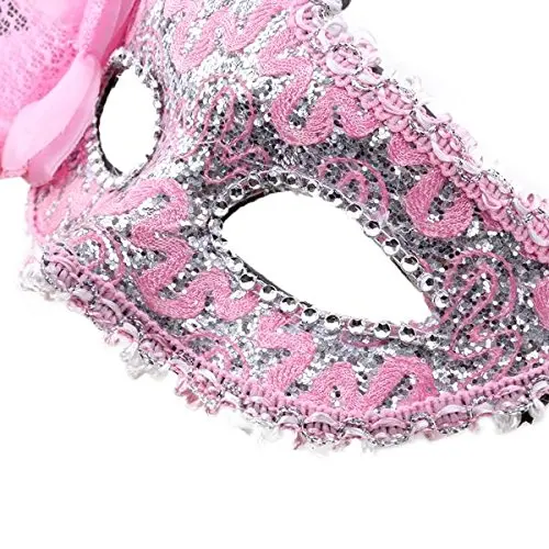 Fashion-Venetian Mask flower feather Venice Pink for Halloween show Carnival