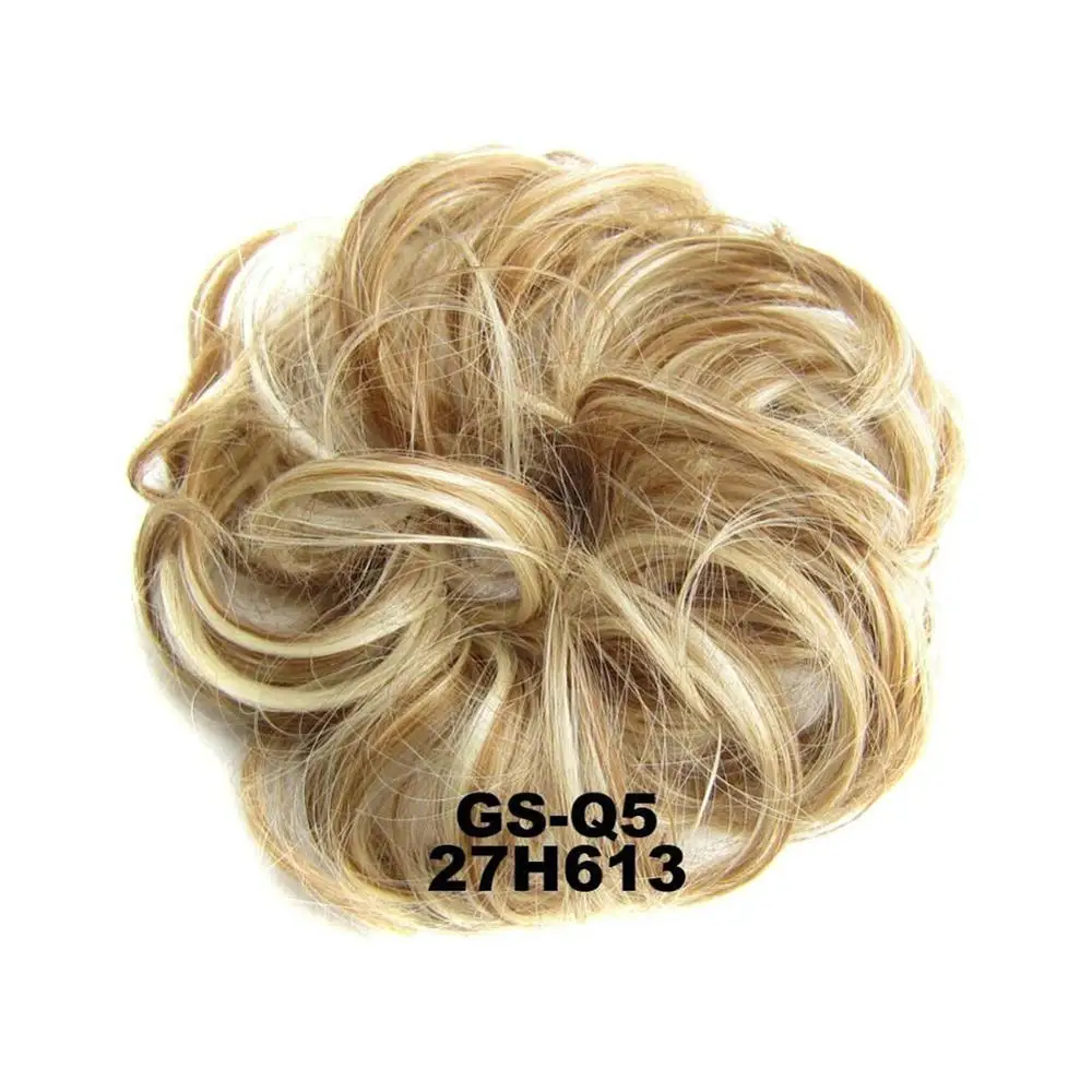 light blonde Синтетические эластичные волнистые кудрявые волосы пончик кудрявый шиньон волосы для женщин поддельные волосы булочка черный коричневый 1 шт. конские хвосты - Цвет: light blonde